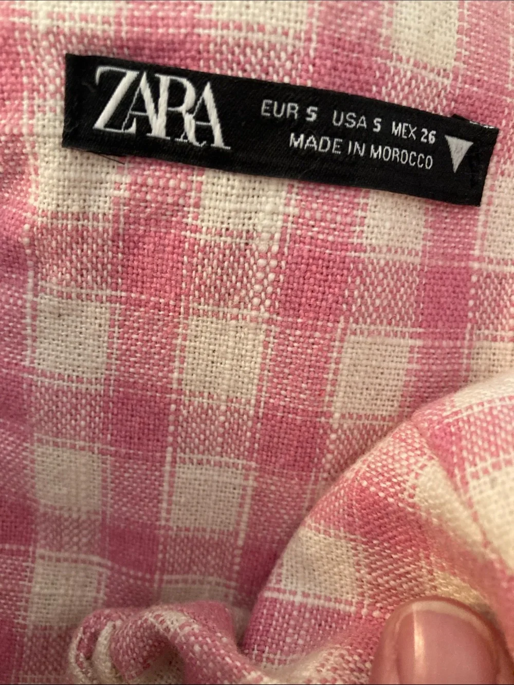 Zara Pink Gingham Bustier Crop Top Sz S